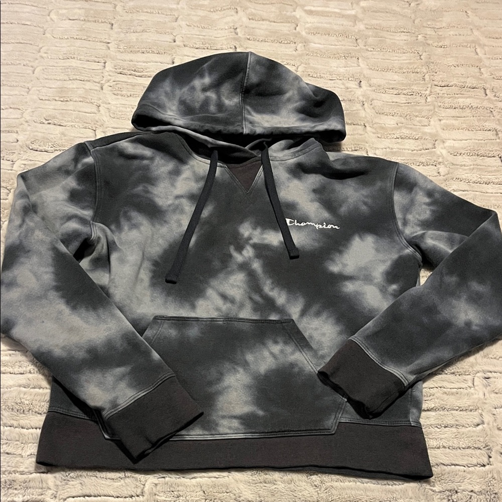 Champion Black and Gray Tie-Dye Hoodie